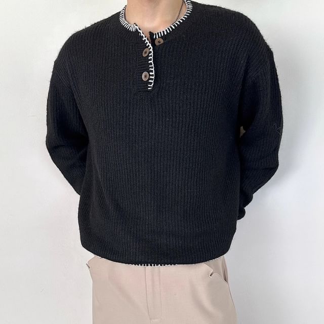Savenne-Henley Contrast Trim Sweater