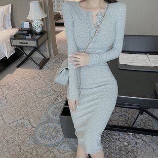 long sleeve henley dress