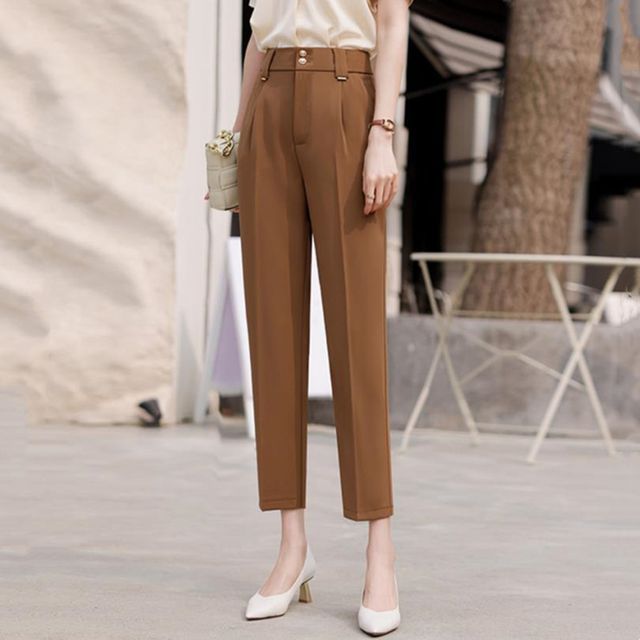 Vienurb - High Waist Cropped Straight Leg Dress Pants