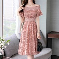 Romantica - Short-Sleeve Smocked A-Line Dress