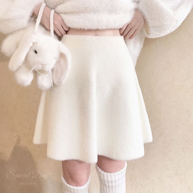 Glotto-High Rise Fluffy A-Line Mini Skirt