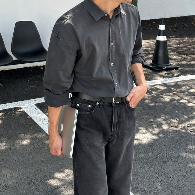 MRCYC-Long Sleeve Collared Plain Shirt