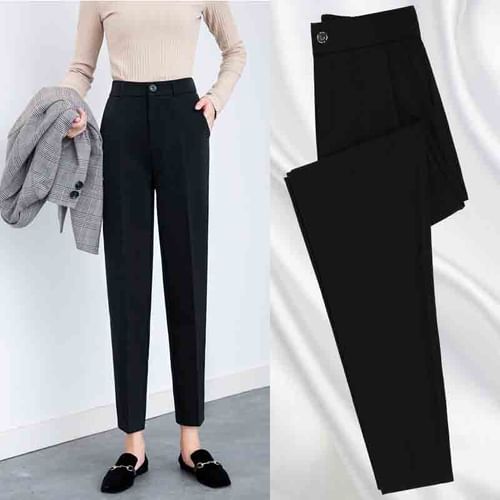 Lady Jean - High-Waist Tapered Cropped Dress Pants