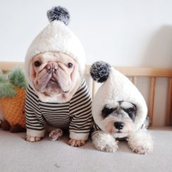 Cleo Petra - Pom Pom Striped Hooded Pet Top Cleo Petra - Pom Pom Striped Hooded Pet Top