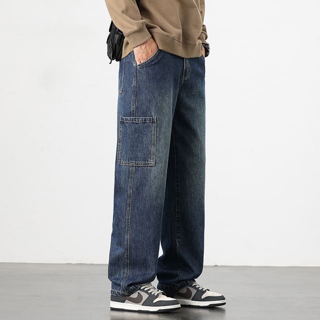 Denimic-Mid Rise Washed Loose Fit Jeans