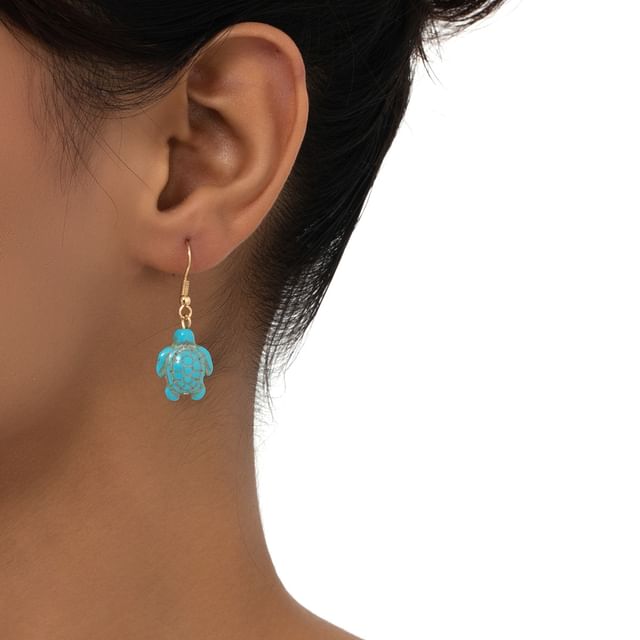 Gemsha-Enameled Turtle Drop Earrings