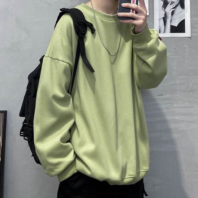 PILLARS Plain Sweatshirt YesStyle