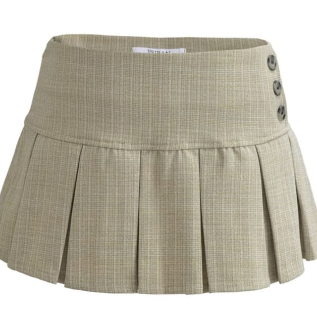 Ulark-Mid Rise Plaid Mini Pleated Skirt