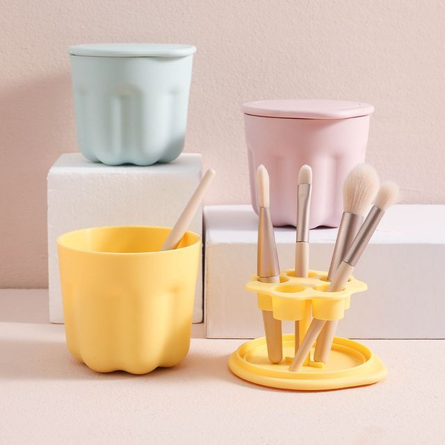 Fondes-Plastic Makeup Brush Cleaning Bowl with Drying Rack