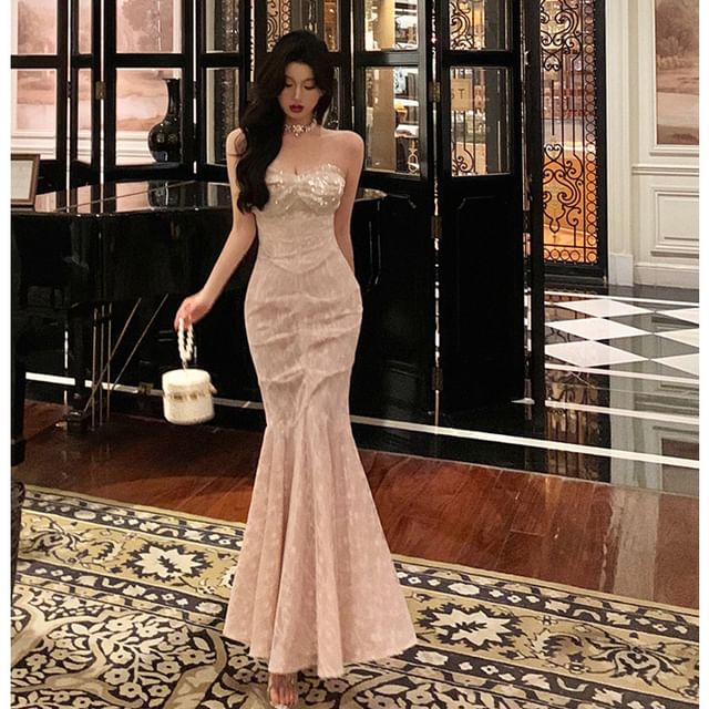 chinese dress ladies Strapless Sweetheart Lace Mermaid Wedding Dress