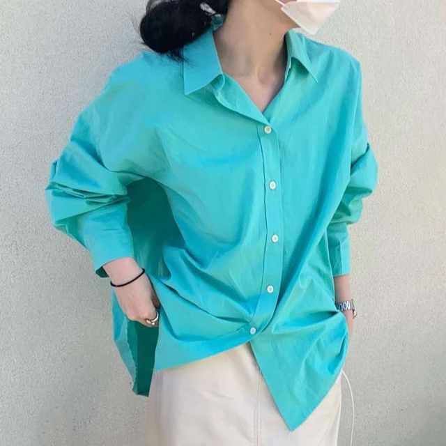 Glotto-Long-Sleeve Collared Plain Shirt