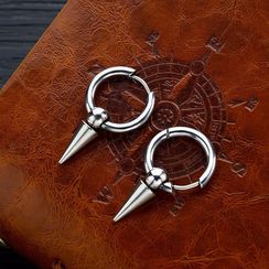 Tenri - Stainless Steel Huggies with Spike Charm 544 - 1 Pair - One Size Tenri - Stainless Steel Huggies with Spike Charm 544 - 1 Pair - One Size