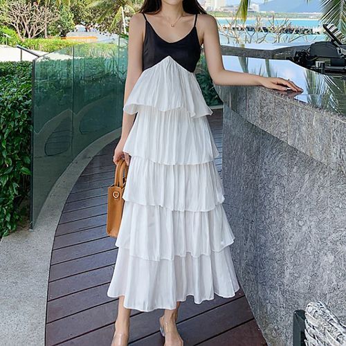 Spaghetti Strap Dress with Tiered Skirt