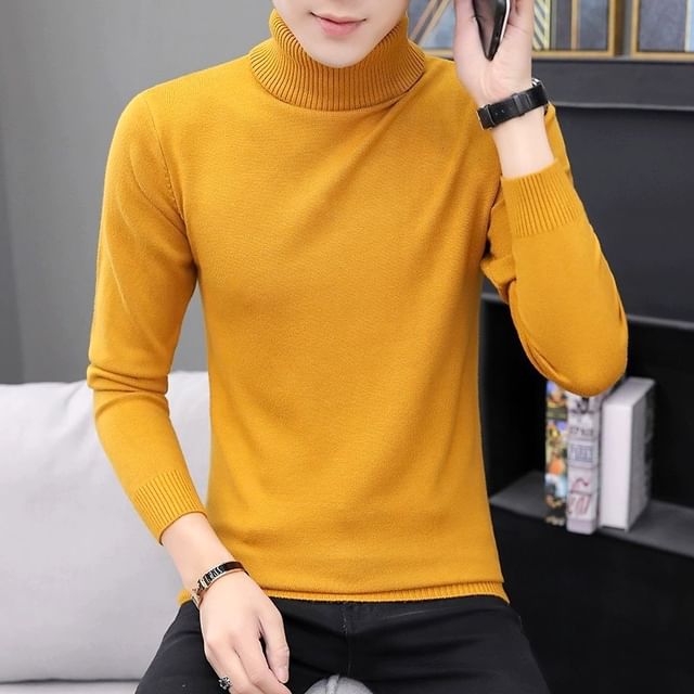 FORSETI-Turtleneck Plain Sweater