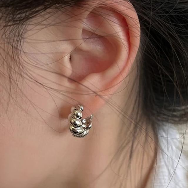 Hansha-925 Sterling Silver Twist Hoop Earring