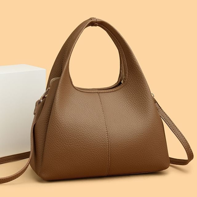 Mayanne-Genuine Leather Plain Hand Bag