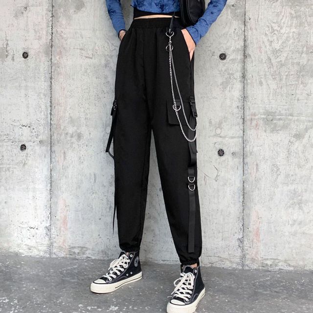 Jerolenea-High Waist Plain Buckled Tapered Cargo Pants