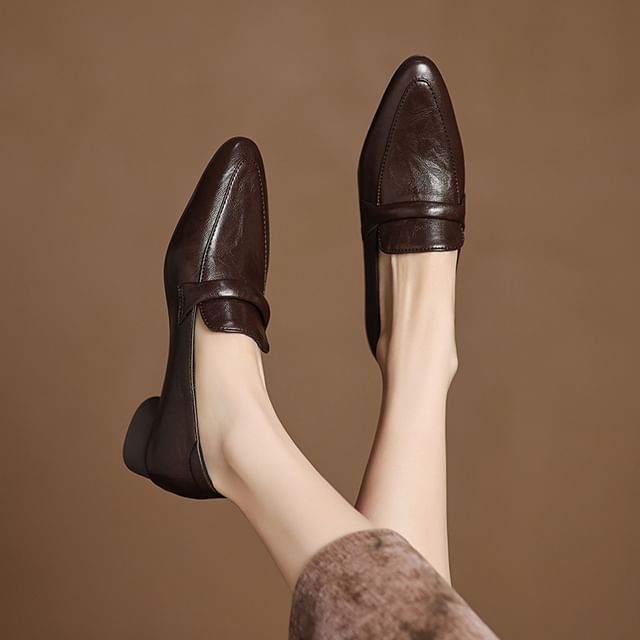 Megan-Low Heel Plain Loafers