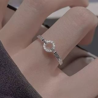 Parskletie-925 Sterling Silver Rhinestone Hoop Ring