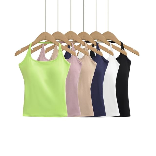 Asiris-Scoop Neck Plain Halter Top