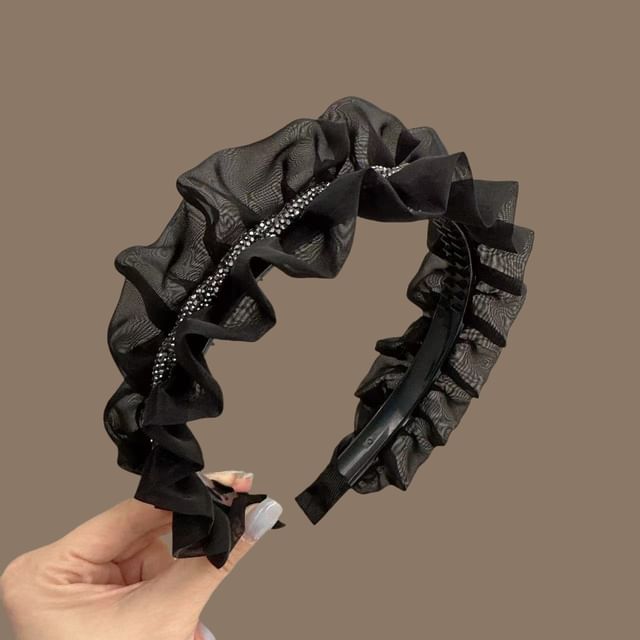 Jael-Ruffle Rhinestone Headband