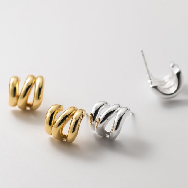 A-ROCH-Sterling Silver Layered Stud Earring