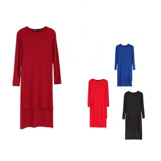 long sleeve midi t shirt dress