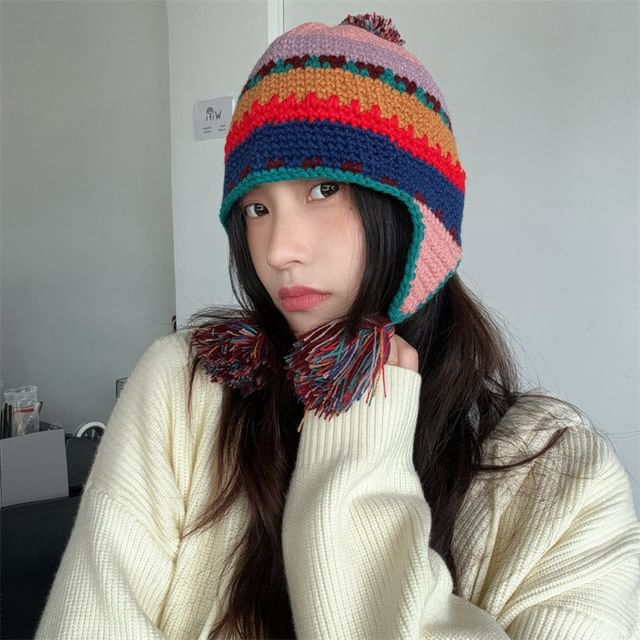 4-4 STUDIO-Color Block Trapper Hat