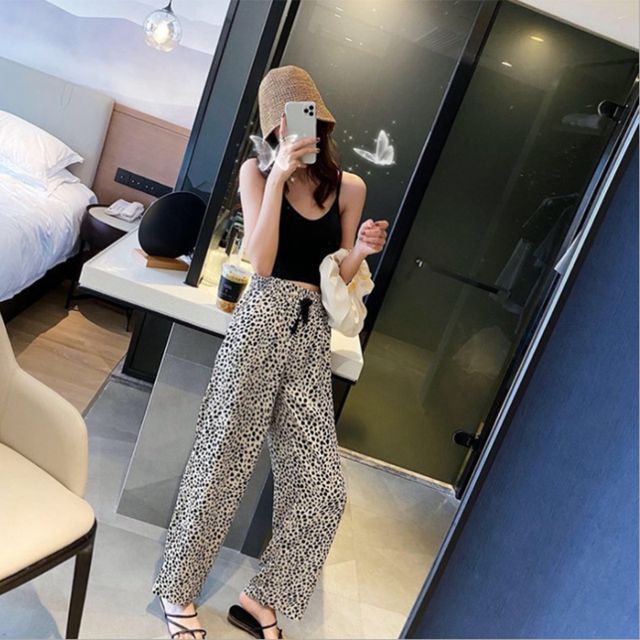 Everose-Leopard Print Wide Leg Pants