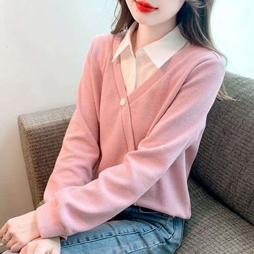 Contrast clearance collar sweater