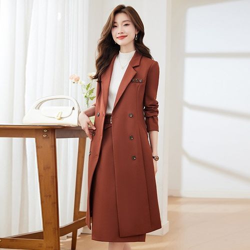 Princess Min - Notch Lapel A-Line Coat Dress