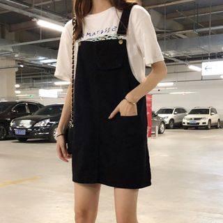 Dear Yours - Mini Denim Dungaree Dress 