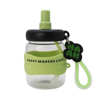 GOGO TALES - Portable Glass Water Bottle With Straw