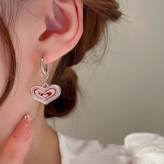 Poppin-Heart Glaze Alloy Dangle Earring-One Size
