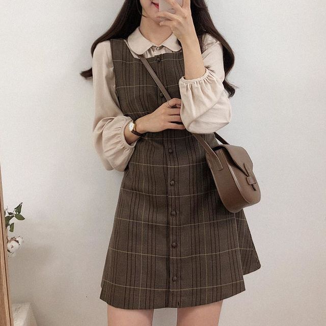 plaid korean dress