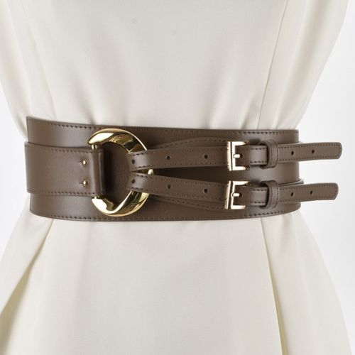 Asymmetrical Genuine Leather Cincher Belt