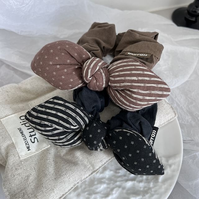 Sesori-Striped Bowknot Scrunchie