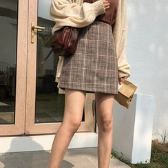 Timp Temp - Plaid High-Waist Mini A-Line Skirt Timp Temp - Plaid High-Waist Mini A-Line Skirt