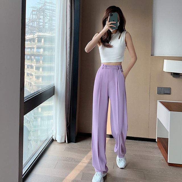 Gremora - High Waist Loose Fit Dress Pants (Various Designs) | YesStyle Gremora - High Waist Loose Fit Dress Pants (Various Designs) | YesStyle