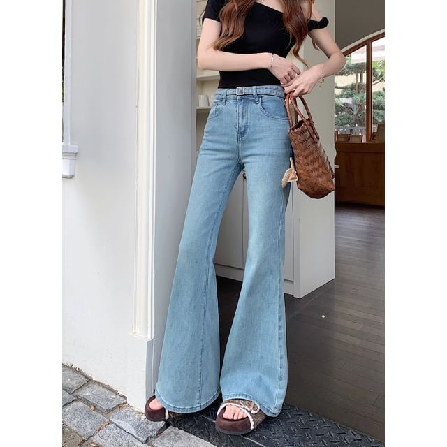 Beem-High Rise Washed Flared Jeans
