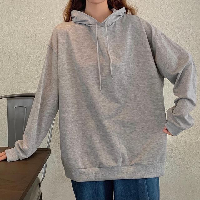 Cloud Nine-Plain Drawstring Oversized Hoodie