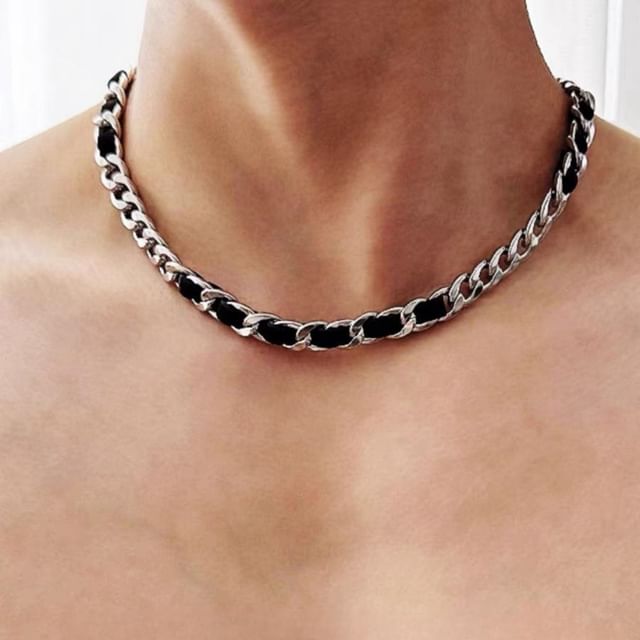 Prushia-Faux Leather Chain Necklace