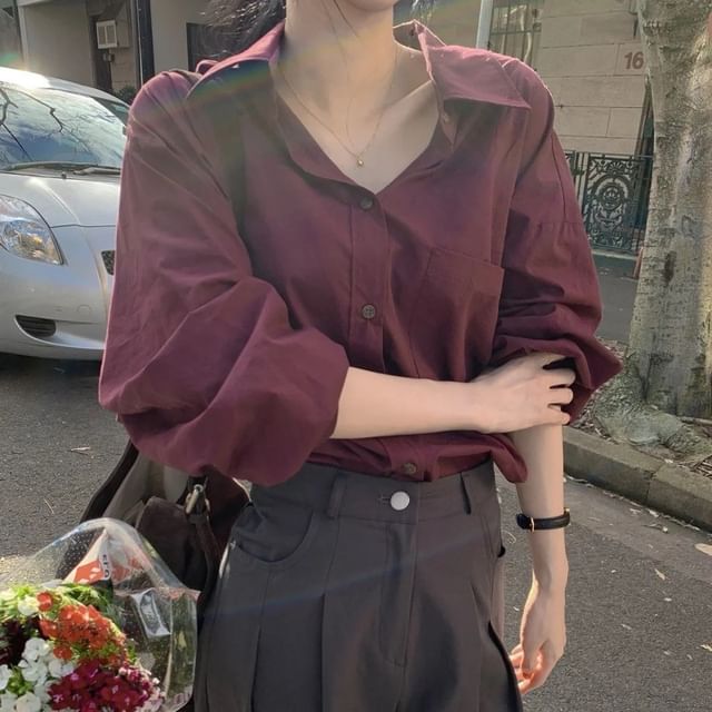 Miss Kekeli-Long-Sleeve Plain Shirt