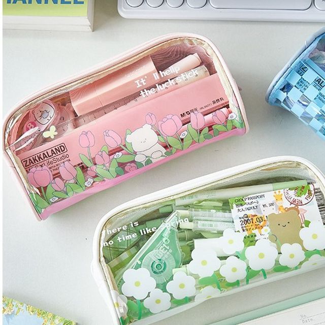 Floral pink pencil case