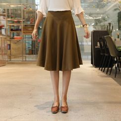 CLICK - Zip-Side Midi Flare Skirt CLICK - Zip-Side Midi Flare Skirt