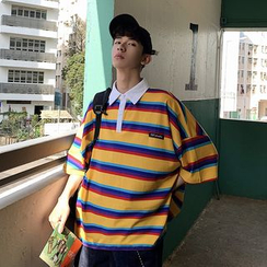 MOWAK - Oversized Striped Polo Shirt MOWAK - Oversized Striped Polo Shirt