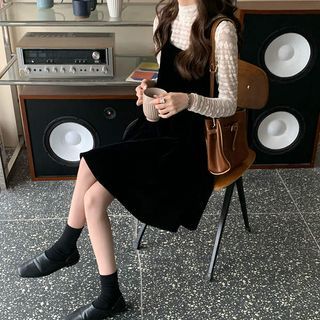 jumper dress with fur sleeves