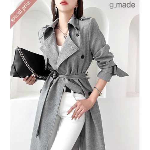 Double-Breasted Trench Coat with Belt