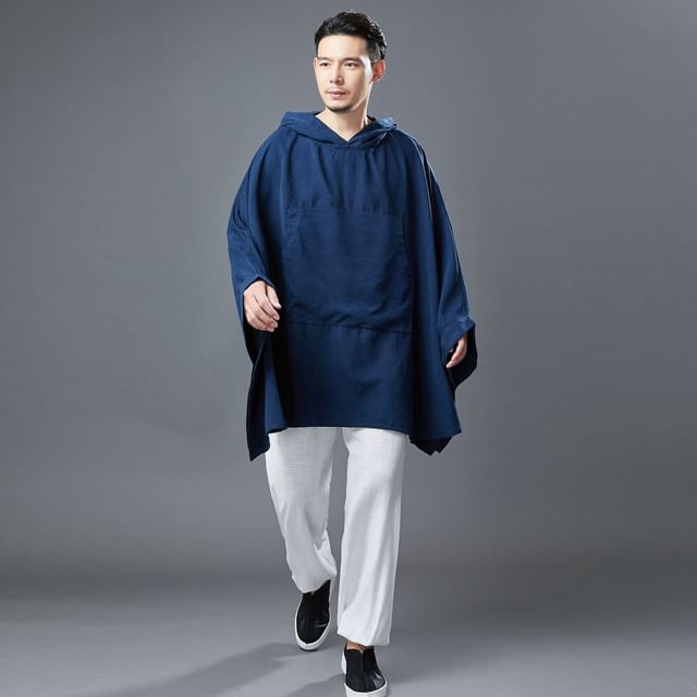 Sparrow Farm-Flared-Sleeve Plain Hooded Oversized Top