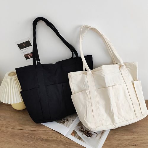 Plain Multi-Pocket Tote Bag